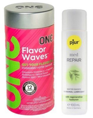 Комплект ONE Flavor Waves 12 штук + Pjur MED Repair Glide 100 мл SOS12980 фото