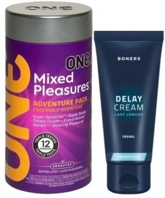 Набор из 12 шт ONE Mixed Pleasures + Пролонгатор Boners Delay Cream 100 мл SOS9259 фото