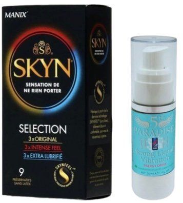 Набір з SKYN Selection (9 шт) + Рідкий вібратор потужний смак: енергетичний напій, 30 мл 5th Paradise SOS9659 фото