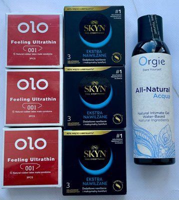 Набор 18 шт OLO возбуждающий 001 + Skyn ​​Extra Lube + Лубрикант ALL-NATURAL Acqua 150 мл Orgie SOS3811 фото