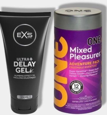 ONE Mixed Pleasures, 12 шт - Пролонгатор EXS Delay Gel Ultra+ 100ml SOS6083 фото