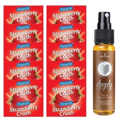 Набір Pasante Strawberry Crush 10 шт + Sensuva Deeply Love You &ndash; Chocolate Coconut, 29 мл SOS13981 фото