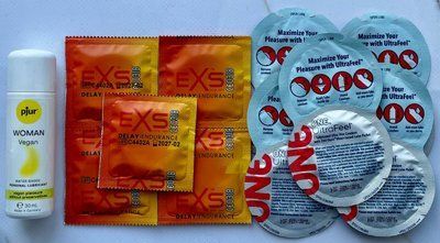 Набор EXS Delay 5шт + ONE UltraFeel 5шт + Лубрикант pjur Woman Vegan 30 мл SOS3561 фото