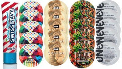 Набор из SwissNavy CoolingPeppermint 10мл + ONERibs + ONE Vanish + ONETattoo + ONE Strong SOS8609 фото