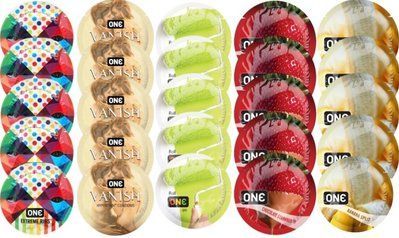 Набір з 25 шт One Extreme ribs + ONE 𝐕𝐀𝐍𝐈𝐒𝐇 + ONE Color Sensations + ONE Chocolate Strawberry + ONE Banana Split SOS8258 фото