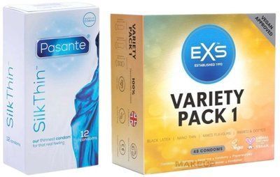 Набір з Pasante Silk Thin 12 шт + EXS Mixed Variety Pack 1, 48 штук SOS8111 фото