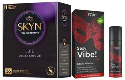 Набор из SKYN Elite 36 шт. + Жидкий вибратор Orgie Sexy Vibe (15 мл) SOS10219 фото