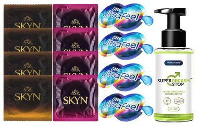 Комплект: Пролонгатор Super Orgasm Stop Гель (150 мл) + 8 шт SKYN + 4 шт 𝐎𝐍𝐄 𝐔𝐥𝐭𝐫𝐚𝐅𝐞𝐞𝐥 SOS10773 фото