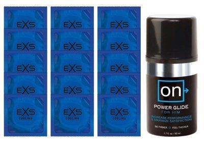 Комплект EXS Cooling 15 шт + Sensuva ON Power Glide For Him Gel (50 мл) SOS14579 фото