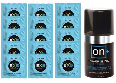 Комплект EXS Air Thin 15 шт + Sensuva ON Power Glide For Him, 50 мл SOS14769 фото