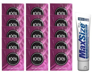 Комплект EXS Extra Thick 15 шт + Swiss Navy Max Size Cream 10 мл SOS14723 фото