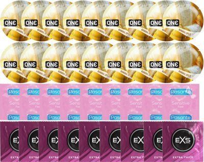 Набор 36 шт ONE Banana Split + Pasante Extra Sensitive + EXS Extra Thick SOS7762 фото