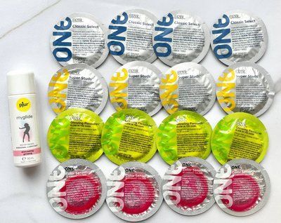 Комплект 16 шт - ONE Super Studs, Classic, Color Sensations, Glowing Pleasures + Лубрикант pjur my glide 30 мл sos1910 фото