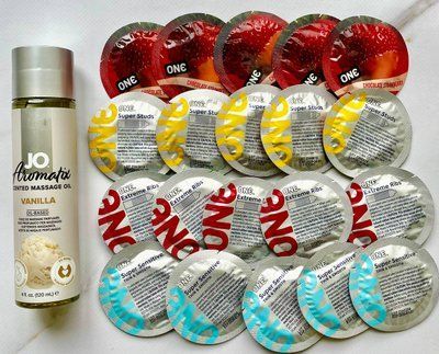 Набор 20 шт ONE Flavor Waves, Super Sensitive, Super Studs, Extreme ribs + System JO Aromatix Vanilla 120 мл SOS1710 фото