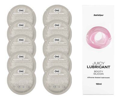Комплект 𝐎𝐍𝐄 𝐃𝐨𝐦𝐞 10 шт. + Лубрикант Satisfyer Juicy Lubricant Booty Silicon (150 мл) SOS12228 фото