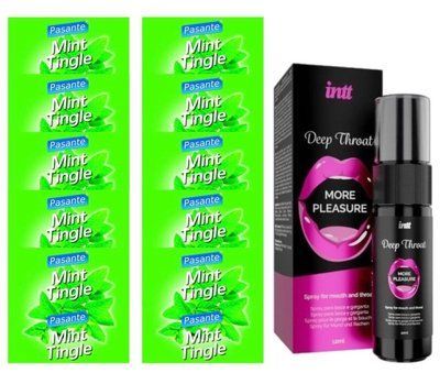 Комплект Pasante Mint Tingle 10 шт + INTT Deep Throat Oral Spray (12 мл) SOS13931 фото