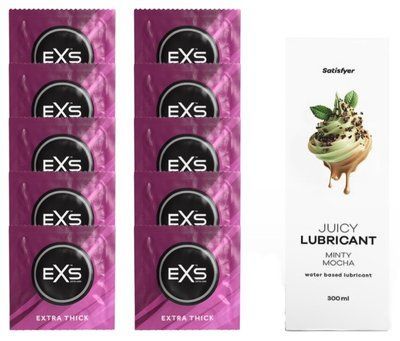 Набір: EXS Extra Thick 10 шт. + Лубрикант Satisfyer Minty Mocha 300 мл SOS11172 фото