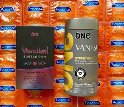 Набор 24 шт ONE ONE Vanish + Pasante Warming + Жидкий вибратор Intt Vibration Bubble Gum (15 мл) SOS1560 фото