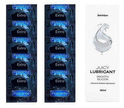 Набір: Pasante Extra Safe 10 шт. + Лубрикант Satisfyer Smooth Silicon (150 мл) SOS12078 фото