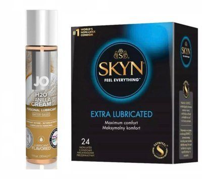 Комплект: SKYN Extra Lube 24 шт. + Лубрикант System JO Vanilla Cream SOS11273 фото