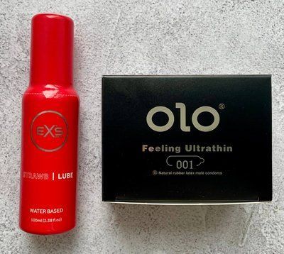 Комплект OLO Feeling Ultrathin 001 10 штук - Лубрикант EXS Strawberry Lube 100 мл SOS2561 фото