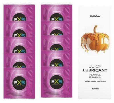 Комплект: EXS EXTRA SAFE 10 шт. + Лубрикант Satisfyer Playful Pumpkin 300 мл SOS11476 фото