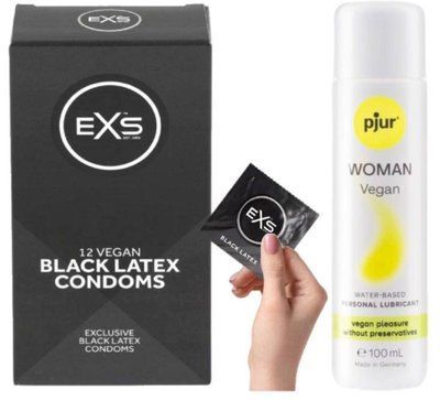 Комплект EXS Black Latex (12 шт) + Pjur Woman Vegan 100 мл SOS13580 фото