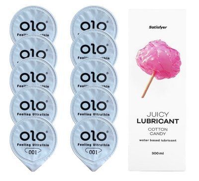 OLO Feeling Ultrathin 10 шт. + Лубрикант Satisfyer Cotton Candy 300 мл SOS12479 фото