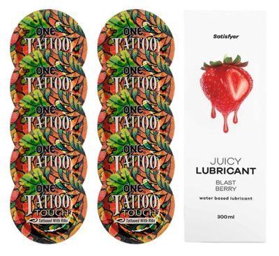 Комплект ONE Tattoo Touch 10 шт. + Лубрикант Satisfyer Juicy Lubricant Blast Berry (300 мл) SOS12178 фото