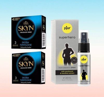 Skyn Extra Lube 6 шт та спрей pjur Superhero 20 ml SOS6332 фото