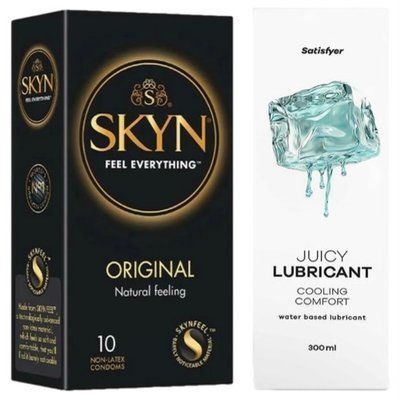 Набор Лубрикант Satisfyer Cooling Comfort 300мл + SKYN Original 10 шт. SOS12780 фото