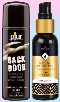Набір лубрикантів pjur backdoor anal Relaxing jojoba silicone 30 мл + Sensuva Natural Water-Based Exotic Coconut (57мл) LB718 фото