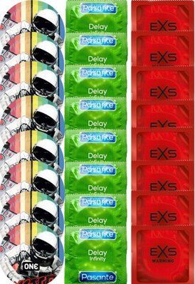 Набір 24 шт ONE Extreme Ribs + Delay Infinity + EXS Warming Comfy Fit SOS7415 фото
