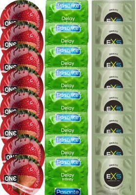 Набір 24 шт ONE Chocolate Strawberry + Delay Infinity + EXS Snug Fit SOS7514 фото