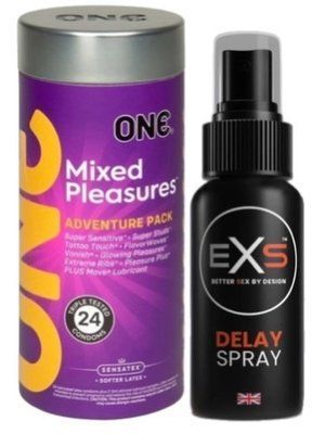 Набор из 24 шт ONE Mixed Pleasures + Пролонгатор EXS DELAY SPRAY 50 МЛ SOS9360 фото