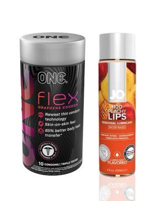 ONE Flex 10 шт. + Змазка на водній основі System JO H2O &mdash; Peachy Lips (120 мл) SOS6384 фото