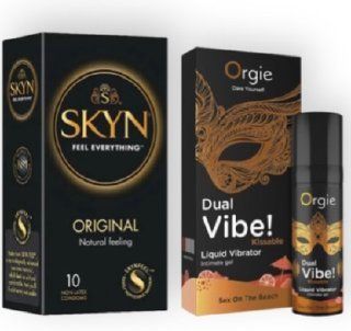 SKYN Original 10 шт + DUAL VIBE!, 15 мл Orgie Sex on the beach SOS6815 фото