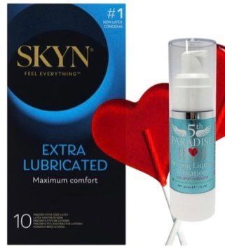Набор из SKYN Extra Lube (10 шт) + Жидкий вибратор 5th Paradise Liquid Vibrator &mdash; Леденец (30 мл) SOS10170 фото
