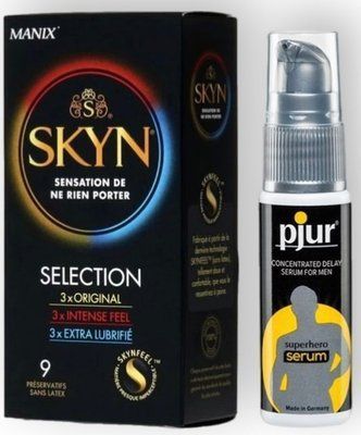 Набор из SKYN Selection (9 шт) + Пролонгатор pjur Superhero Serum (20 мл) SOS8860 фото