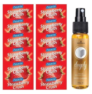 Набір Pasante Strawberry Crush 10 шт + Sensuva Deeply Love You &ndash; Salted Caramel, 29 мл SOS13982 фото