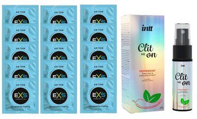 Комплект EXS Air Thin 15 шт + Intt Clit Me On Peppermint SOS14813 фото