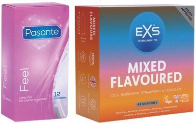 Набір з Pasante Sensitive Feel (12 шт) + EXS Mixed Flavoured 48 шт SOS8159 фото