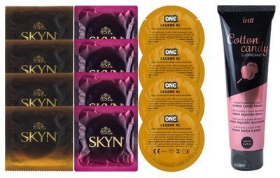 Комплект: Лубрикант Intt Cotton Candy (100мл) + 8 шт. SKYN+4 шт. 𝐎𝐍𝐄 𝐋𝐞𝐠𝐞𝐧𝐝 𝐗𝐋 SOS10422 фото