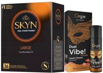 Набор из SKYN Large (36 шт) + Жидкий вибратор SEXY VIBE "Коктейль Секс на пляже" DUAL VIBE! (15 мл) от Orgie SOS9920 фото
