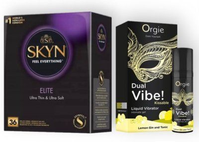 Skyn Elite 36 шт + Orgie Dual Vibe! Lemon Gin And Tonic 15 мл SOS7115 фото