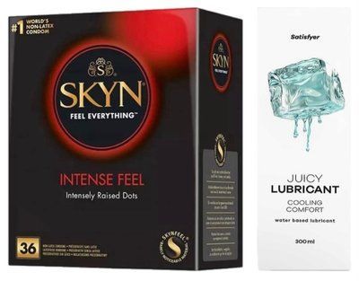 Набор Лубрикант Satisfyer Cooling Comfort 300мл + Skyn ​​Intense feel 36 шт. SOS12781 фото