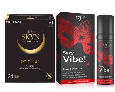 SKYN ORIGINAL &ndash; 24 шт та Рідкий ORGIE SEXY VIBE HOT, 15 мл + зігріваючий ефект SOS816 фото