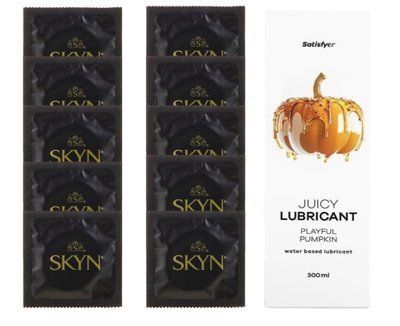 Комплект SKYN Original 10 шт. + Лубрикант Satisfyer Juicy Lubricant Playful Pumpkin 300 мл SOS12631 фото