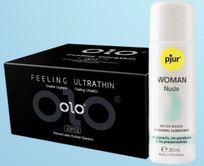 Набір OLO - ультратонкі -001 ( 10 штук) + Лубрикант pjur Woman Nude 30 мл  SOS4523 фото
