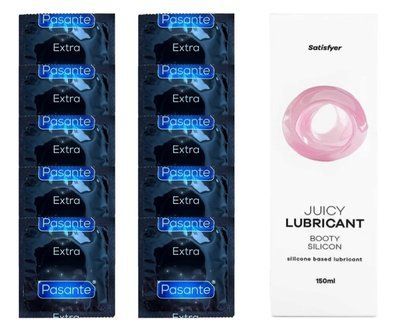 Набір: Pasante Extra Safe 10 шт. + Лубрикант Satisfyer Booty Silicon (150 мл) SOS12079 фото